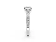 Cluster Engagement Ring Setting for Asscher Cut Center with Bezel Accent Clusters and Prong Head in Sterling Silver