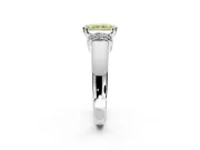Solitaire Engagement Ring Setting for Fancy Yellow Radiant Cut Center with Wide Band, Pave Collar and Prong Head in White Gold