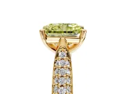 Solitaire Engagement Ring Setting for Fancy Yellow Radiant Cut Center with Multi-Row Accents and Prong Head in Yellow Gold