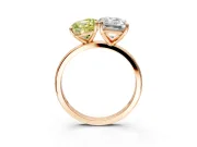 Fancy Yellow Cushion Cut and Emerald Cut Lab-Grown Diamond Toi et Moi Engagement Ring with Prong-Set Stones in Rose Gold