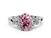 Solitaire Engagement Ring Setting for Fancy Pink Oval Center with Marquise Flower Shoulders and Prong Head in Platinum