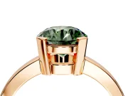 Solitaire Engagement Ring Setting for Fancy Green Round Cut Center with Plain Band and Flat Tab Prong Head in Rose Gold