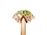 Floral Frame Engagement Ring Setting for Fancy Yellow Round Cut Center with Accent Clusters and Prong Head in Rose Gold