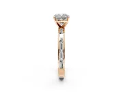 Solitaire Engagement Ring Setting for Cushion Cut Center with Channel Baguette Band and Prong Head in Rose Gold
