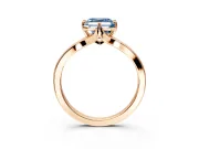Solitaire Engagement Ring Setting for Fancy Blue Asscher Cut Center with Plain Split Shank and Prong Head in Rose Gold