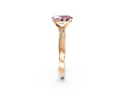 Side Accent Engagement Ring Setting for Fancy Pink Oval Center with Accent Shoulders and Prong Head in Rose Gold