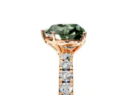 Solitaire Engagement Ring Setting for Fancy Green Heart-Shaped Center with Large Accent Band and Prong Head in Rose Gold