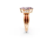 Solitaire Engagement Ring Setting for Fancy Pink Marquise Center with Grooved Bar Accent Band and Prong Head in Rose Gold