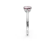 Solitaire Engagement Ring Setting for Fancy Pink Princess Cut Center with Narrow Cathedral Band and Prong Head in Sterling Silver