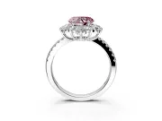 Floral Halo Engagement Ring Setting for Fancy Pink Heart-Shaped Center with Pave Accents and Prong Head in Platinum