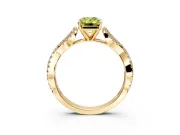 Solitaire Engagement Ring Setting for Fancy Yellow Emerald Cut Center with Twisted Pave Split Shank and Prong Head in Yellow Gold