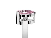 Solitaire Engagement Ring Setting for Fancy Pink Pear-Shaped Center with Plain Band and Flat Tab Prong Head in White Gold