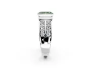 Bezel Engagement Ring Setting for Fancy Green Radiant Cut Center with Wide Channel-Set Band and Bezel Head in Platinum