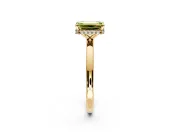 Hidden Halo Engagement Ring Setting for Fancy Yellow Emerald Cut Center with Plain Band and Tall Prong Head in Yellow Gold