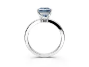 Solitaire Engagement Ring Setting for Fancy Blue Princess Cut Center with Plain Band and Tulip Prong Head in Sterling Silver