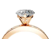 Solitaire Engagement Ring Setting for Heart-Shaped Center with Channel Baguette Band and Prong Head in Rose Gold