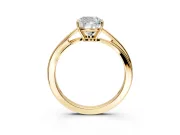Solitaire Engagement Ring Setting for Cushion Cut Center with Plain Bypass Twist Band and Prong Head in Yellow Gold