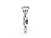 Crossover Engagement Ring Setting for Fancy Blue Radiant Cut Center with Pave and Plain Strands and Prong Head in White Gold