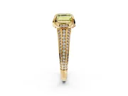 Solitaire Engagement Ring Setting for Fancy Yellow Asscher Cut Center with Accented Split Shank and Prong Head in Yellow Gold