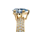 Solitaire Engagement Ring Setting for Fancy Blue Pear-Shaped Center with Multi-Row Pave Accents and Basket Head in Yellow Gold