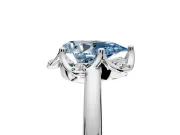 Floral Frame Engagement Ring Setting for Fancy Blue Pear-Shaped Center with Accent Clusters and Prong Head in Platinum