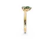 Solitaire Engagement Ring Setting for Fancy Green Pear-Shaped Center with Narrow Cathedral Band and Prong Head in Yellow Gold