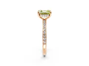 Solitaire Engagement Ring Setting for Fancy Yellow Asscher Cut Center with Fine Pave Band and Prong Head in Rose Gold