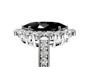 Halo Engagement Ring Setting for Fancy Black Marquise Center with Milgrain Channel Band and Prong Head in White Gold
