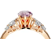 Leaf Cluster Engagement Ring Setting for Fancy Pink Pear-Shaped Center with Marquise Accents and Prong Head in Rose Gold