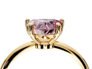 Minimalist Solitaire Engagement Ring Setting for Fancy Pink Heart-Shaped Center with Thin Band and Prong Head in Yellow Gold
