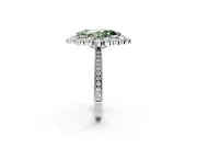 Milgrain Halo Engagement Ring Setting for Fancy Green Marquise Center with Bezel Point Accents and Prong Head in Platinum