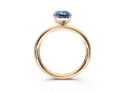Low-Set Solitaire Engagement Ring Setting for Fancy Blue Radiant Cut Center with Thin Plain Band and Prong Head in Rose Gold