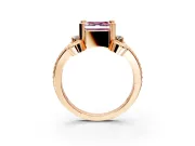 Solitaire Engagement Ring Setting for Fancy Pink Asscher Cut Center with Twisted Band and Scroll Prong Head in Rose Gold