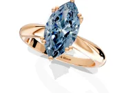 Solitaire Engagement Ring Setting for Fancy Blue Marquise Center with Reverse Tapered Band and Prong Head in Rose Gold