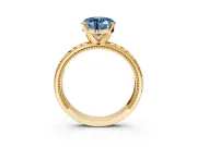 Solitaire Engagement Ring Setting for Fancy Blue Heart-Shaped Center with Milgrain X Pattern Band and Prong Head in Yellow Gold