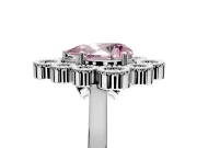 Cluster Halo Engagement Ring Setting for Fancy Pink Pear-Shaped Center with Milgrain Bezel Accents and Prong Head in White Gold