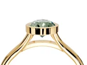 Solitaire Engagement Ring Setting for Fancy Green Pear-Shaped Center with V Split Shank and Bezel Head in Yellow Gold