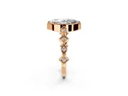 Milgrain Bezel Engagement Ring Setting for Marquise Center with Marquise Stations and Bezel Head in Rose Gold