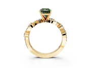 Solitaire Engagement Ring Setting for Fancy Green Radiant Cut Center with Bar-Station Pave Twist and Prong Head in Yellow Gold