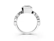 Milgrain Bezel Engagement Ring Setting for Asscher Cut Center with Marquise Stations and Bezel Head in Platinum