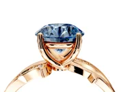 Solitaire Engagement Ring Setting for Fancy Blue Round Cut Center with Pave and Plain Crossover Band and Prong Head in Rose Gold