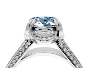 Solitaire Engagement Ring Setting for Fancy Blue Oval Center with Accented Split Shank and Prong Head in Platinum