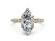 Solitaire Engagement Ring Setting for Marquise Center with Fine Pave Accents and Prong Head in Yellow Gold