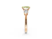 3 Stone Engagement Ring Setting for Fancy Yellow Radiant Cut Center with Large Pear-Shaped Accents and Prong Head in Rose Gold