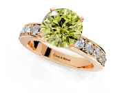 Solitaire Engagement Ring Setting for Fancy Yellow Round Cut Center with Channel-Set Accents and Prong Head in Rose Gold