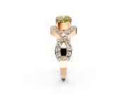 Halo Engagement Ring Setting for Fancy Yellow Cushion Cut Center with Pave Infinity Twist Band and Prong Head in Rose Gold