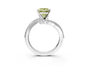 Solitaire Engagement Ring Setting for Fancy Yellow Princess Cut Center with Pave Bypass Swirl Band and Prong Head in Sterling Silver