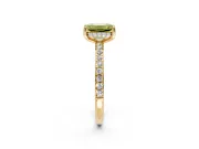Solitaire Engagement Ring Setting for Fancy Yellow Emerald Cut Center with Fine Pave Band and Prong Head in Yellow Gold