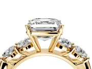 5 Stone Engagement Ring Setting for Asscher Cut Center with Graduated Accents and Prong Head in Yellow Gold
