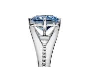 Solitaire Engagement Ring Setting for Fancy Blue Radiant Cut Center with Milgrain Cathedral Band and Prong Head in Sterling Silver